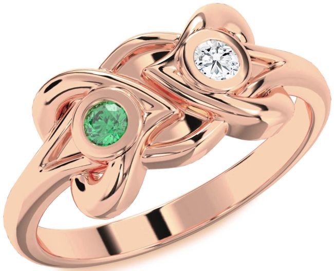Rose Gold Heart Two Stone Promise Ring