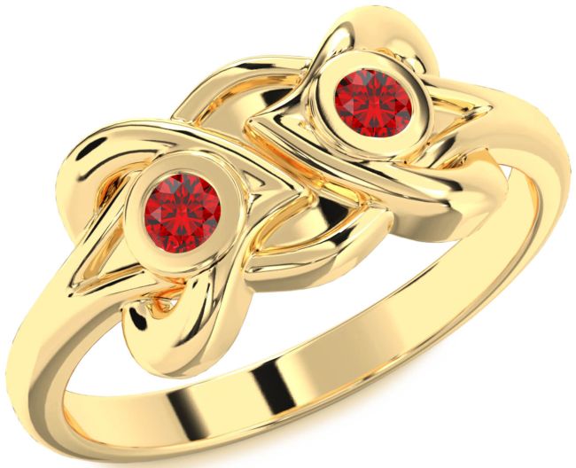 Ruby Gold Heart Two Stone Birthstone Ring