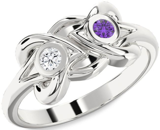 Silver Heart Two Stone Promise Ring