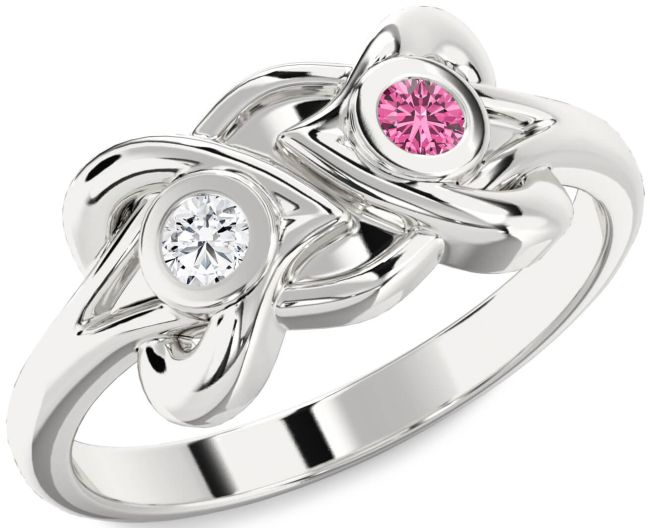 White Gold Heart Two Stone Promise Ring