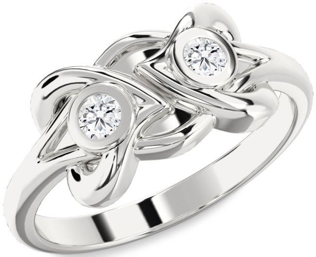 Diamond Platinum Heart Two Stone Ring
