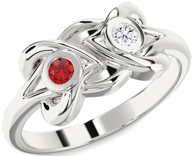 Silver Heart Two Stone Promise Ring