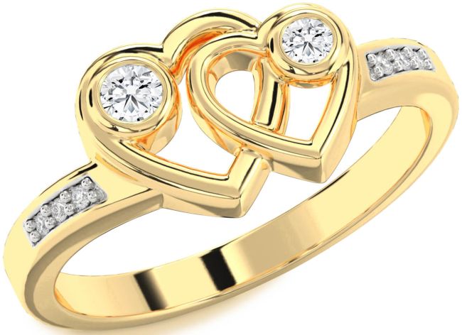 Diamond Gold Heart Two Stone Ring