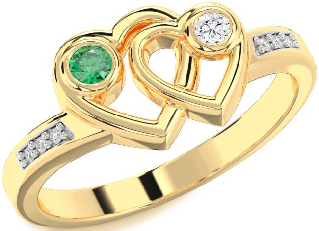Diamond Gold Heart Two Stone Promise Ring