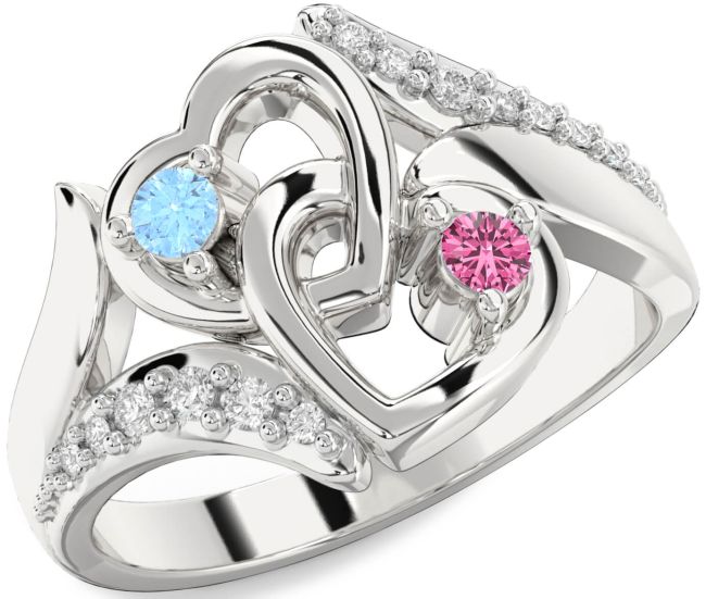 Diamond White Gold Heart Two Stone Promise Ring